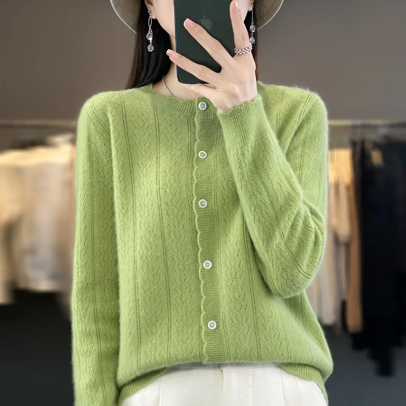 2024 Autumn/Winter Women\'s cashmere cardigan knitted cashmere sweater 100% cashmere sweater sweater top cardigan jacket