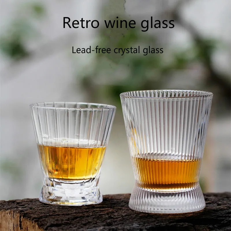 100ml 175ml Vertical Stripes Whiskey Wine Glass High-Grade Red Wine Lead-Free Glass Beverage Vodka Tasting Cup Special Cup