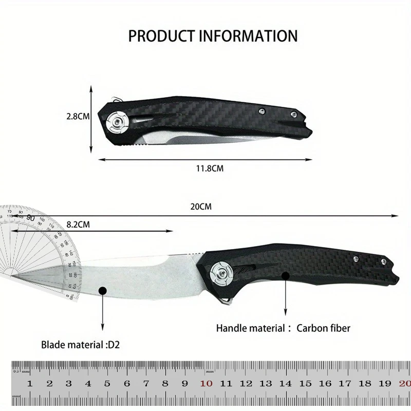 Coltello tascabile pieghevole in fibra di carbonio per il tempo libero all'aperto Pesca Zaino in spalla portatile Regali per le vacanze in campeggio Strumento per attrezzature essenziali