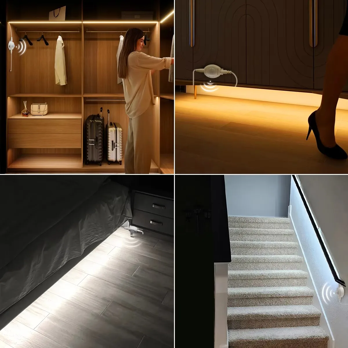 Smart PIR Motion Sensor LED Strip Lights DC5V USB Flexible LED Diode Tape Night Lamp Waterproof for Kitchen Stair Wardrobe Decor