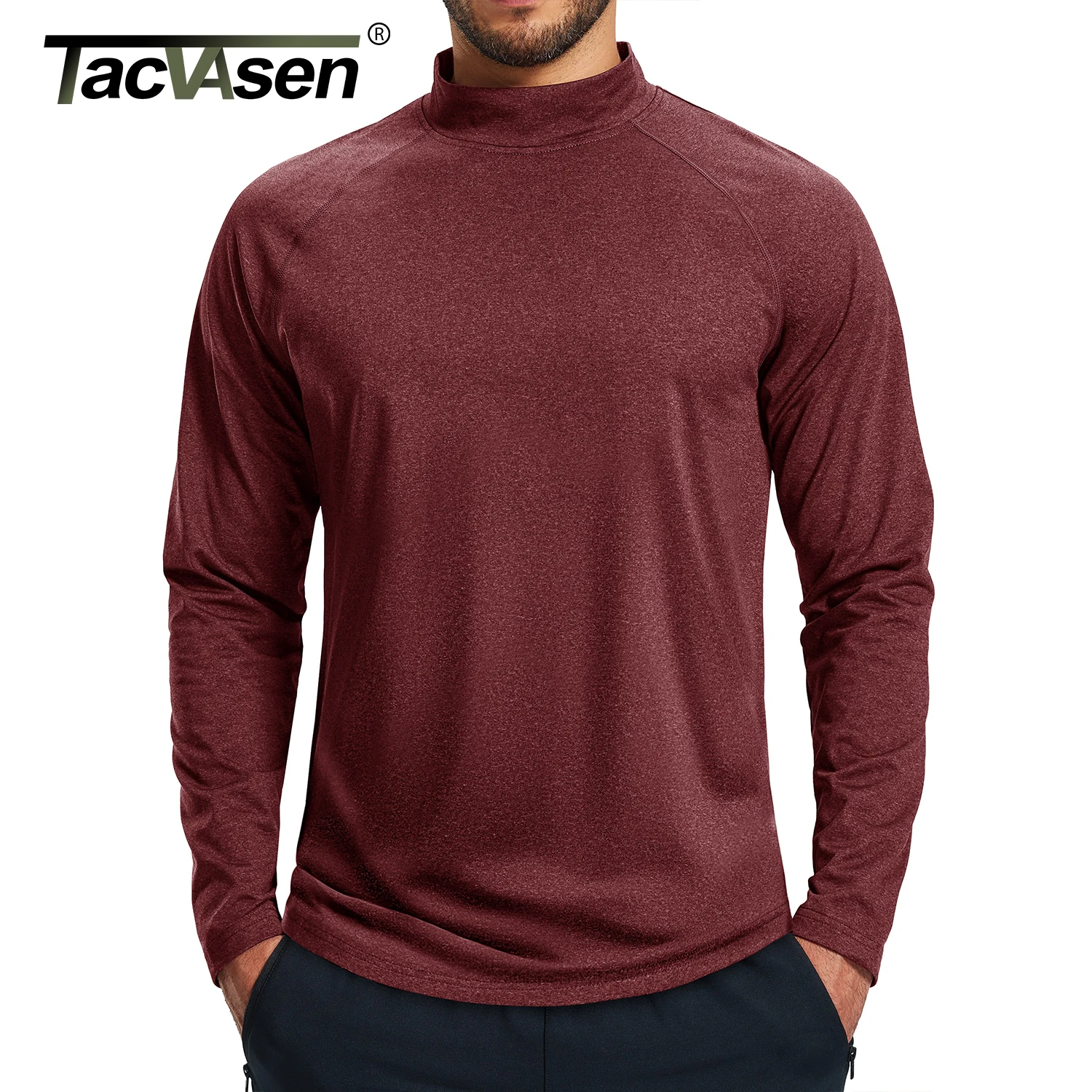 TACVASEN قمصان حرارية للرجال بأكمام طويلة من الصوف الصغير مبطنة بالصوف بطبقة أساسية قمصان داخلية رياضية شتوية دافئة للتمرين