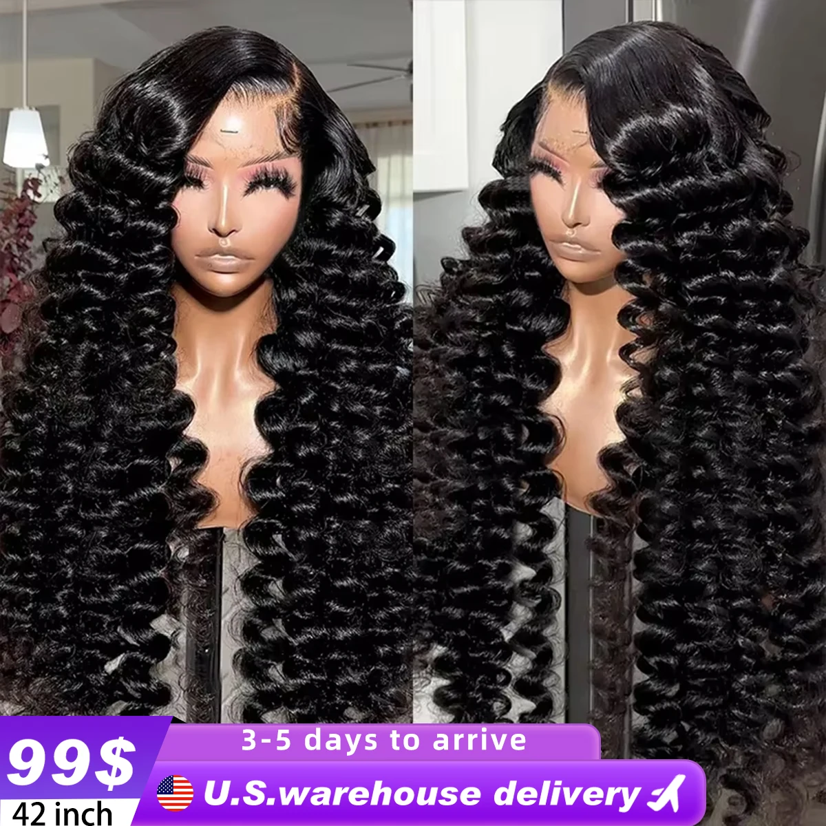 250% Transparent HD Human Hair Wigs 48Inch Deep Wave 13x4 Curly Lace Front Wig 13x6 Water Wave Lace Frontal Wigs for Black Women