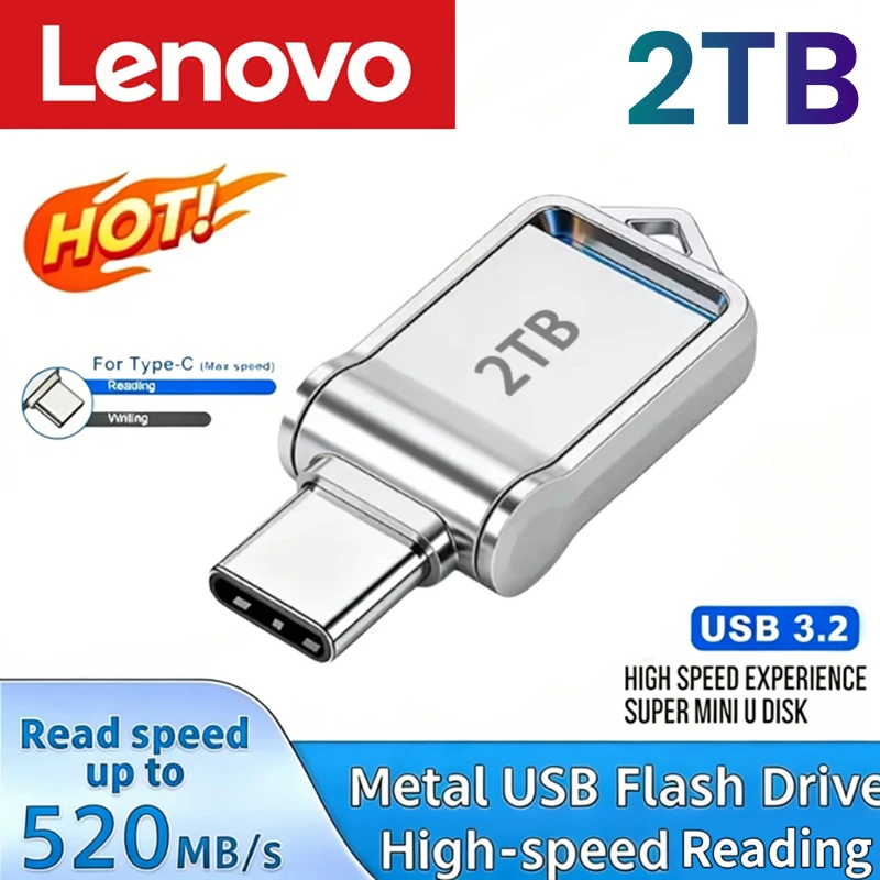 Lenovo Flash-Laufwerk 2TB Hochgeschwindigkeits-USB 3.2 Typ-C OTG Metall-USB-Stick 2TB Tragbarer Speicher-USB-Stick für Computer-Datenspeicherung – Detail 1