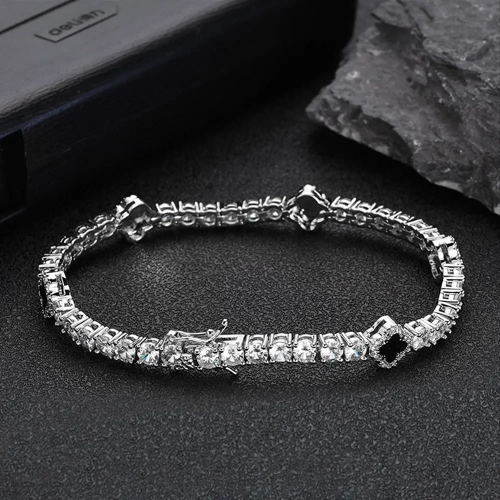 Zirconia Bracelet Hip Hop Ins Wind Clover Zircon Tennis Personality Jewelry Premium Ladies Accessories Wholesale