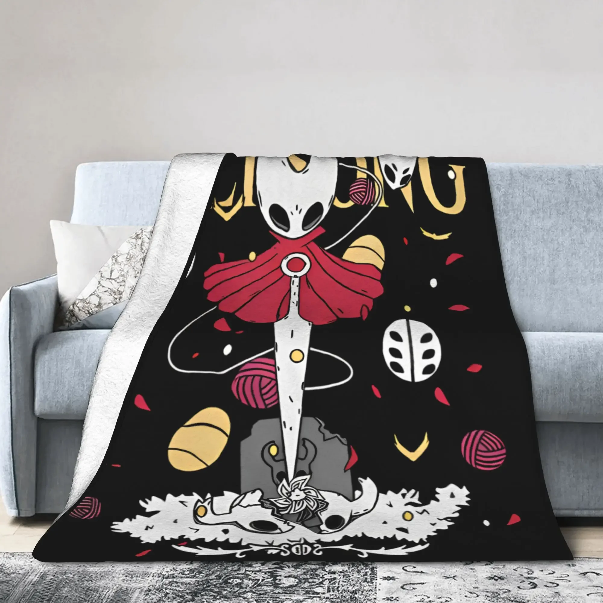 

Фланелевое одеяло Hollow Knight Adventure, легкое, с мультяшным рисунком, для путешествий, осени, зимы, дома