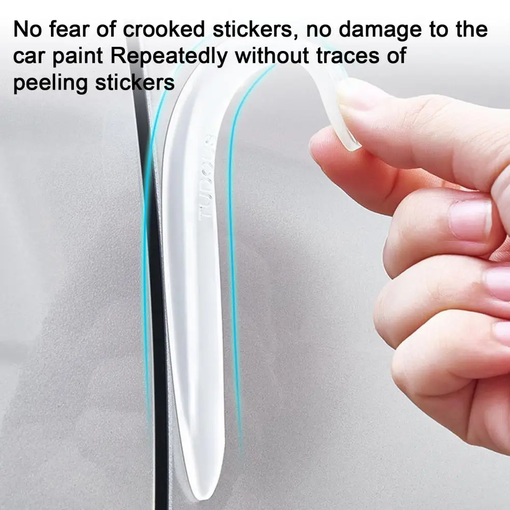 4Pcs Car Door Protection Strips Invisible Trace-less Anti-scratch Guard Easy Peel Stick Car Bumper Stripes for Paint Surface