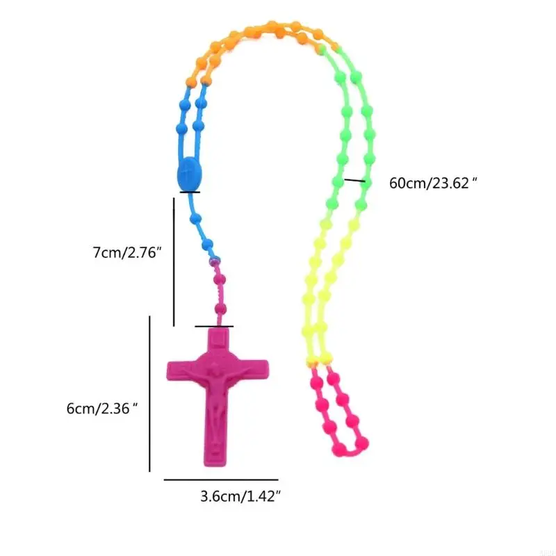 652F Rosary Beads Luminous Noctilucent Necklaces Glowing Rosary Necklaces Catholicism Religious Jewelry Party Gift for Prayer - Image 6