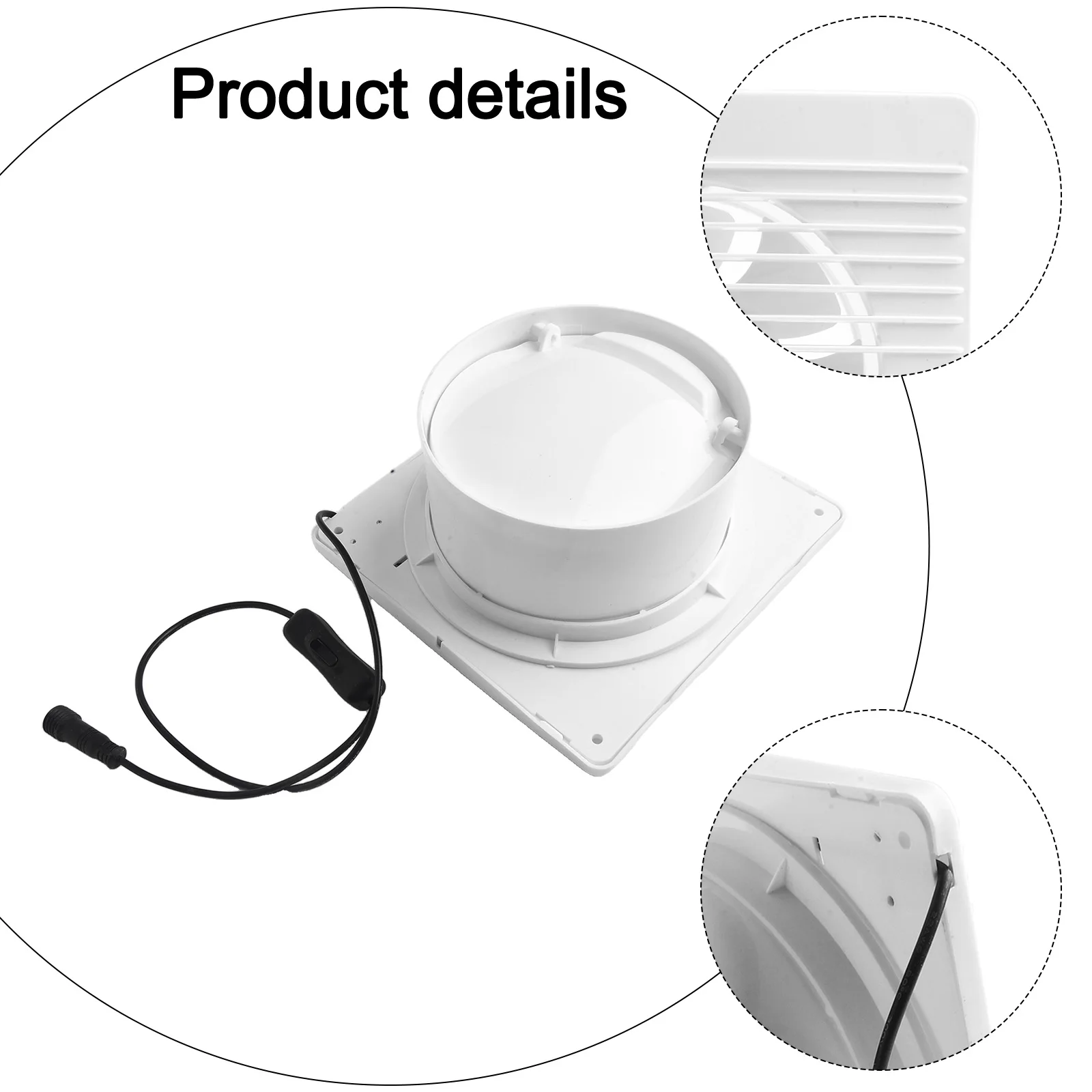 Ventilatore di sfiato a risparmio energetico Ventilatore da bagno silenzioso Installazione fai-da-te Funzionamento silenzioso Resistente agli agenti atmosferici Facile installazione Colore bianco