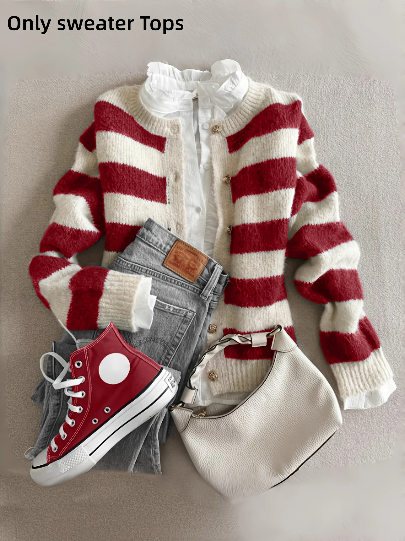 High-Grade Alpaca Wool Striped Cardigan Women's Fashion Top | Soft Knitted Long Sleeve Sweater | Warm Autumn Winter Elegant Casu