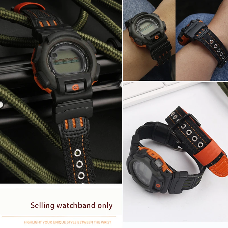 23mm Canvas Watch Strap With Adapter  for Casio PRG-510/110/130 PRW-5100G Integrated Nylon Accessory Bracelet