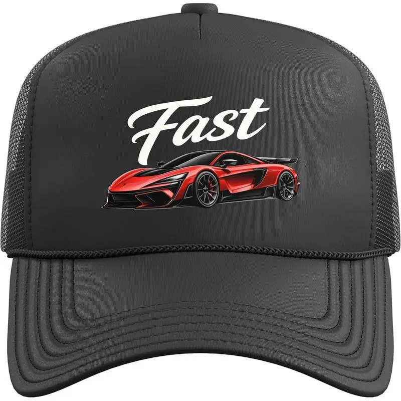Fast Exotic Car, Car Guy, Race Car Turbo Kids Boys Mens Trucker Hat with Adjustable Mesh Back