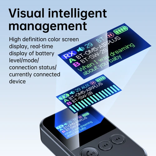 Imagen 2 del producto Lavalier Bluetooth 5,4 transmisor receptor de Audio 3,5mm AUX TF tarjeta reproducción adaptador inalámbrico con pantalla LCD para PC TV altavoz