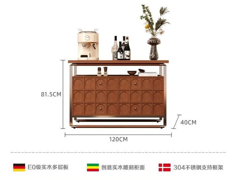 خشب الكرز الفرنسي القديم متين على الحائط، وخشب متين عالي الجودة، وخزانة جانبية للتخزين #6
