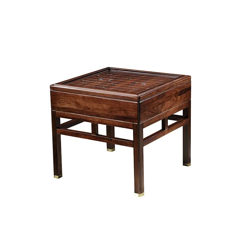 New Chinese-style solid wood chess square table, floor-to-ceiling living room corner, art side balcony, ebony chess table