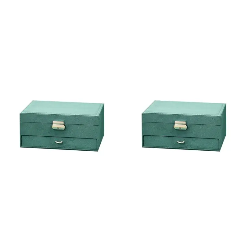 

ABUP-2X Jewelry Box Organizer, Large Necklace Jewelry Storage Organizer With Drawer Lock Women Jewelry Display Holder Case