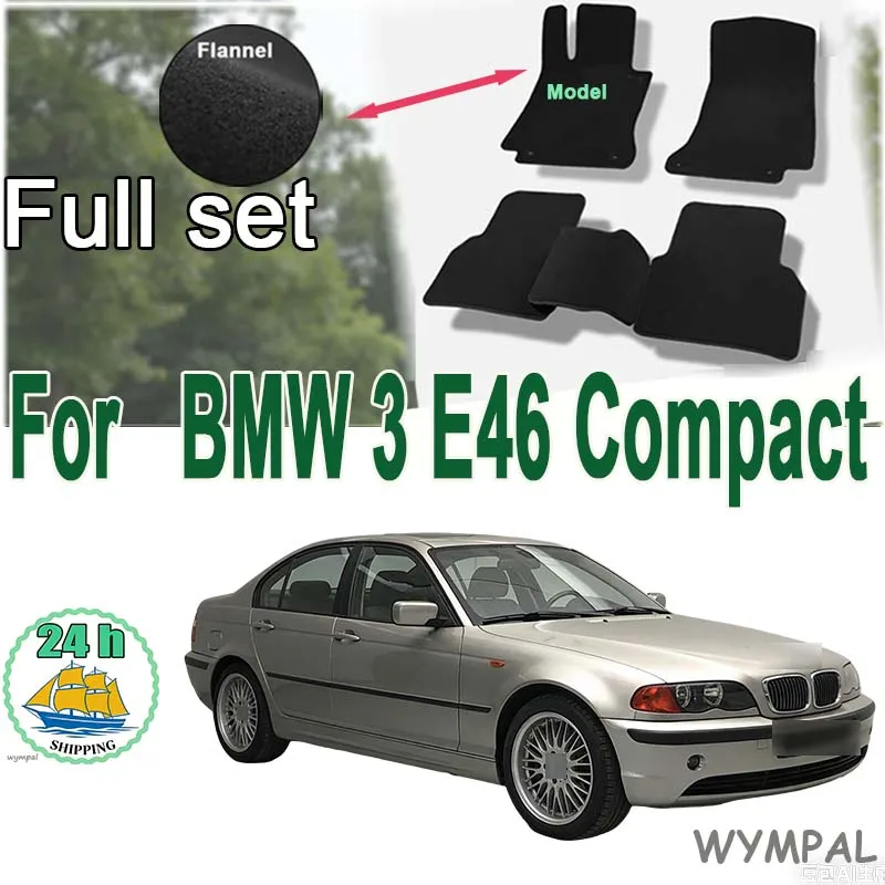 "Velour front rugs for BMW 3 E46 Compact Coupe Sedan station wagon touring (1998-2007) -Black   Odorless Flame retardant