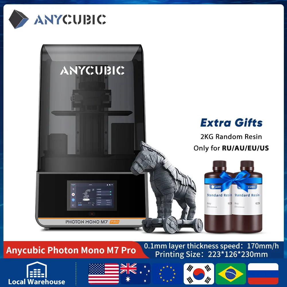 

ANYCUBIC Photon Mono M7 Pro 14K Speed Up to 170mm/h Printing Mono MSLA 3D Printer 10.1'' LCD Resin 3D Printer Size 223*126*230m