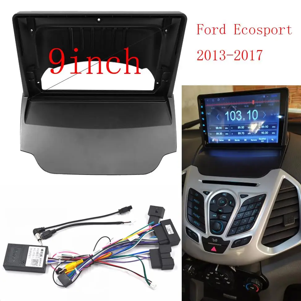 

BYNCG 2 Din 9 Inch Car Radio Installation DVD GPS Mp5 ABS PC Plastic Fascia Plane Frame for Ford Ecosport 2013-2017 Dash Kit