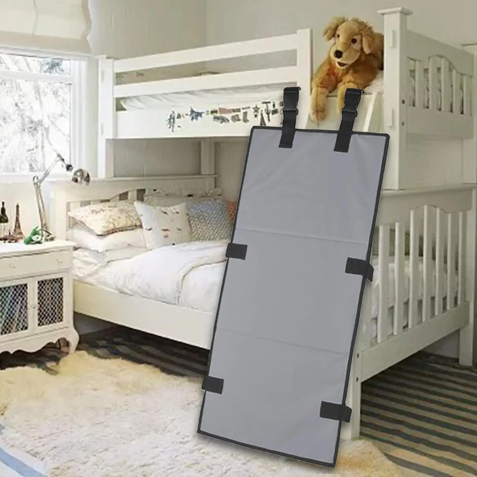 Children Bunk Bed Ladder Cover Bunk Bed Ladder Pad, Prevents Access to Ladders Security Accessory Oxford Cloth Gray for Outdoor