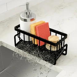 Kitchen Sink Rack Organizer Kitchen Sink Sponge Holder With Self-draining Tray Dish Soap Scrub Dishcloth Shelf Stainless Steel