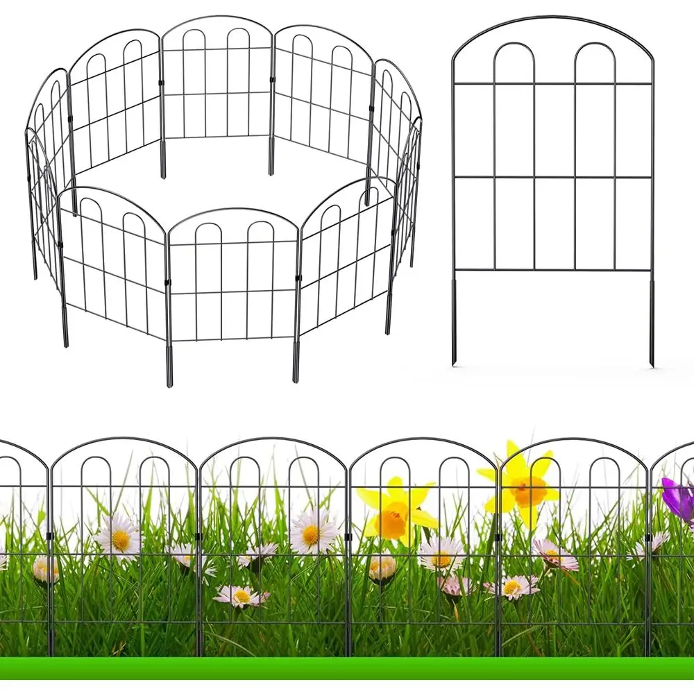 

20 Pack Decorative Garden ence Outdoor - 24in H x 22t L Rust-Proo Coated Wrought-Iron Panels, oldable Landse Border or Patio low