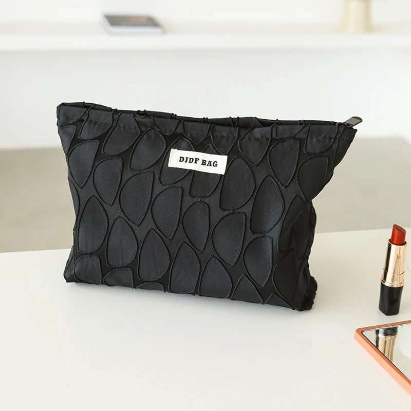 Black Ladies Makeup Bag Portable Sanitary Napkin Storage Bag Large Capacity Travel Toiletry Bag Ins Canvas Bag