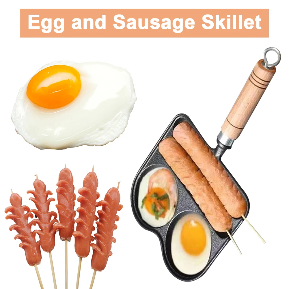 

Egg Frying Pan with Heat Resistant Handle Pancake Pan Divided 4 Section Skillet Suitable for Gas Stove & Induction Cookware