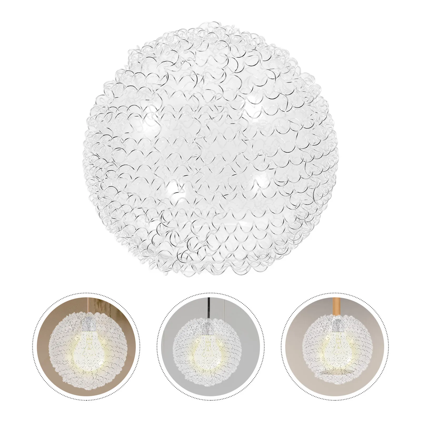 

Globe Glass Lamp Shade Durable Replacement Glass Lamp Cover Decorative Aluminum Wire Shade for Chandelier Pendant Light