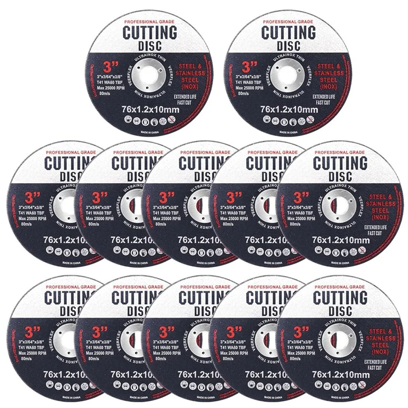 ABLJ 3 인치 앵글 그라인더 커팅 디스크 12Pcs 커팅 디스크 76 Mm 목재 및 금속 76 Mm 팬 디스크