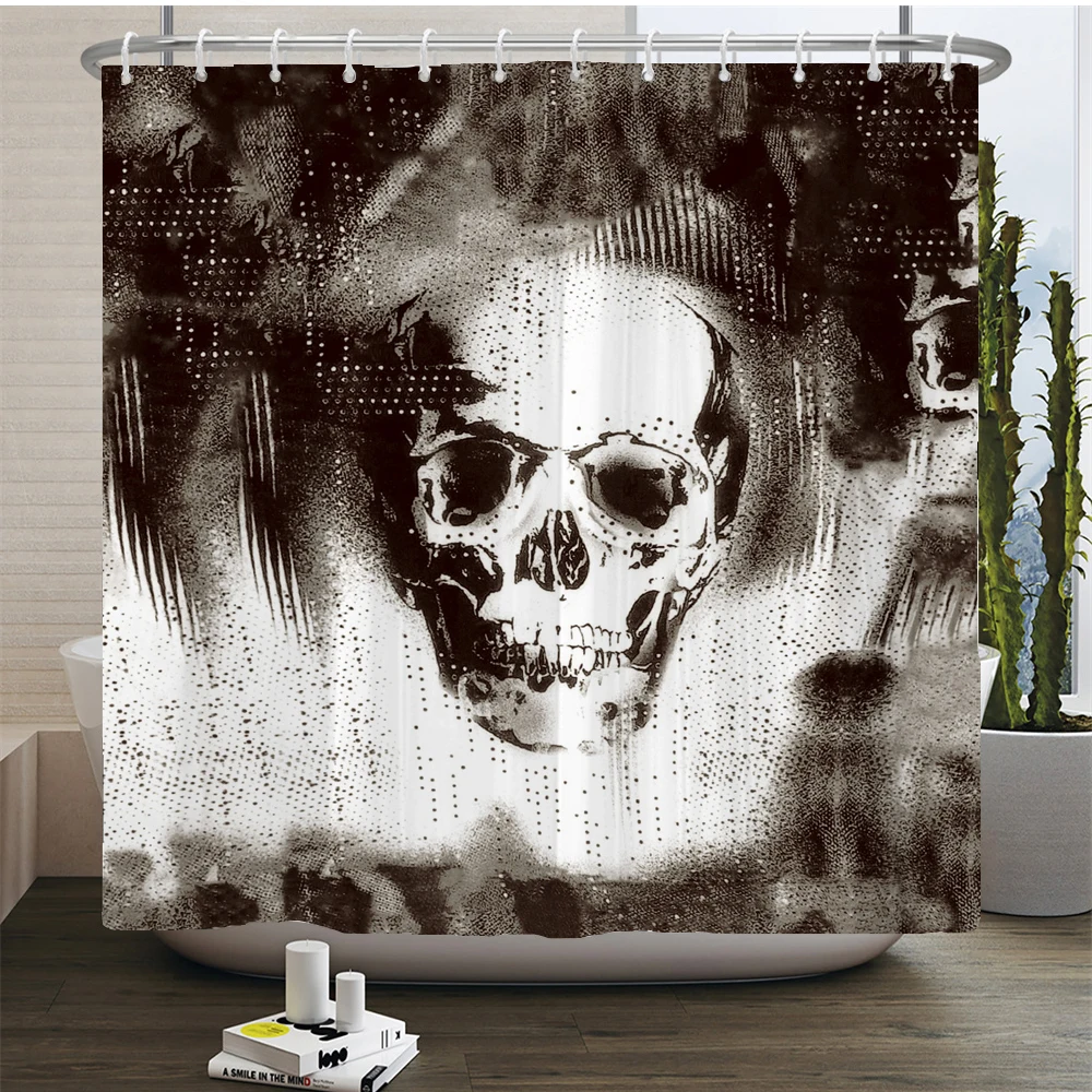 Horror Skull Skeleton Shower Curtains Halloween Theme Bath Curtain Printed Polyester Fabric Bathroom Bathtub Decor with Hooks