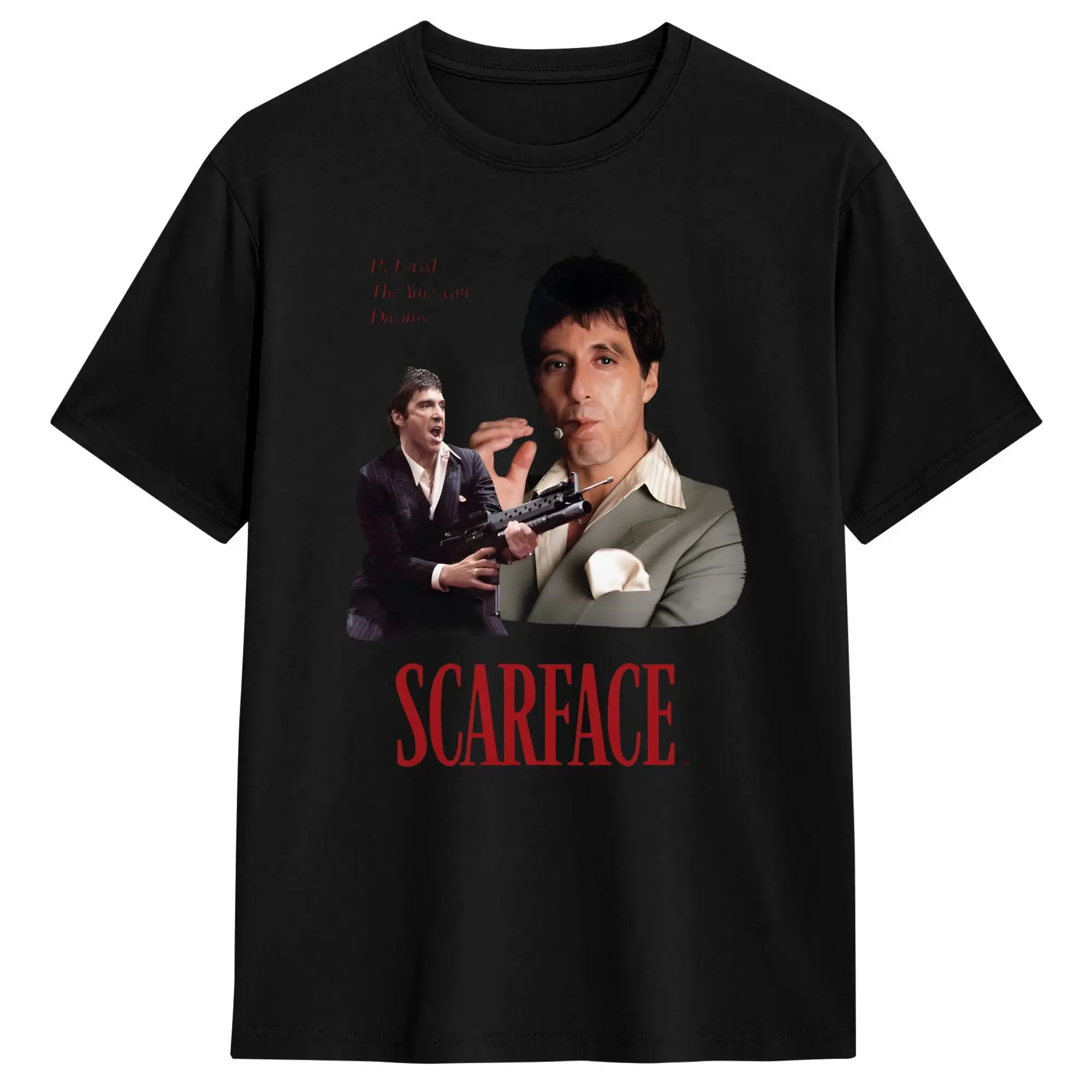 Camisetas Scarface do filme de crime americano para homens, camiseta vintage 100% algodão, gola redonda, manga curta, roupas plus size