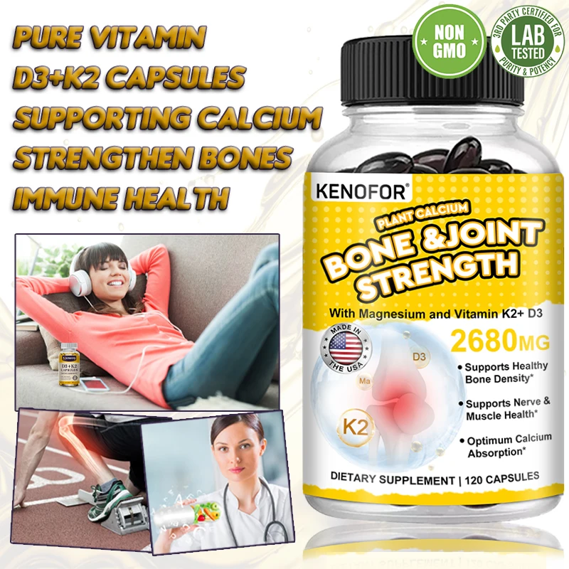 Vitamin D3 + K2 Supplement - Helps with Bone, Cardiovascular and Dental Health, Promotes Calcium Absorption and Muscle Growth