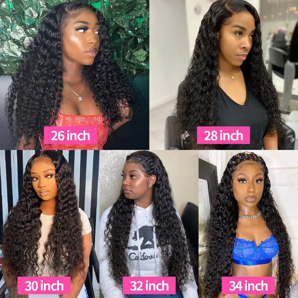 40 Inch Curly Water Wave Human Hair 13x6 Hd Lace Frontal Wigs Black Brazilian 13x4 Lace Front Wig Cheap On Sale Clearance image 4