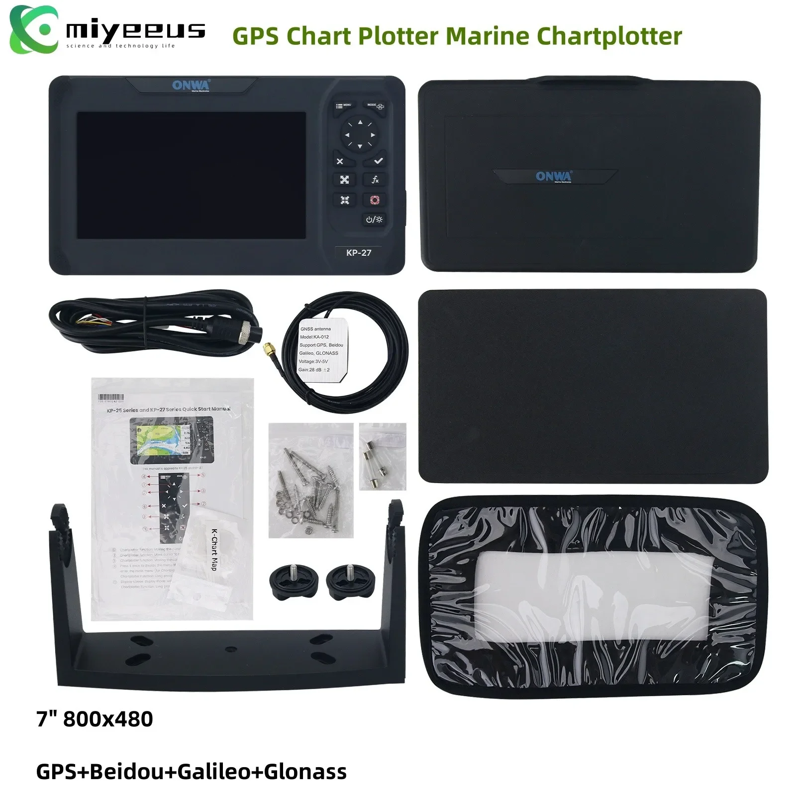 ONWA KP-27 7-inch Marine GPS Chart Plotter GPS SBAS Marine Navigator Locator Display Function Ship Boat Support GPS and GALILEO
