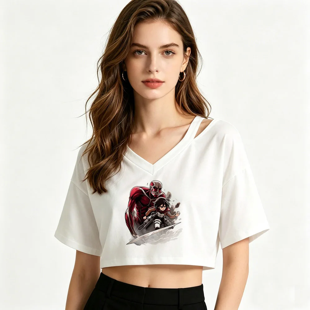 Attack on Titan crop top teen gothic gyaru alternative  cute cheap t-shirt 2000s jojifuku clearance sales cheap vintage