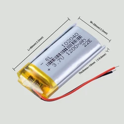 Silicone Wires 3.7V 1200mAH 102040 Rechargeable Polymer Lithium ion / Li-ion Battery For GPS Mp3 Mp4 Electrical Device DVR CAM