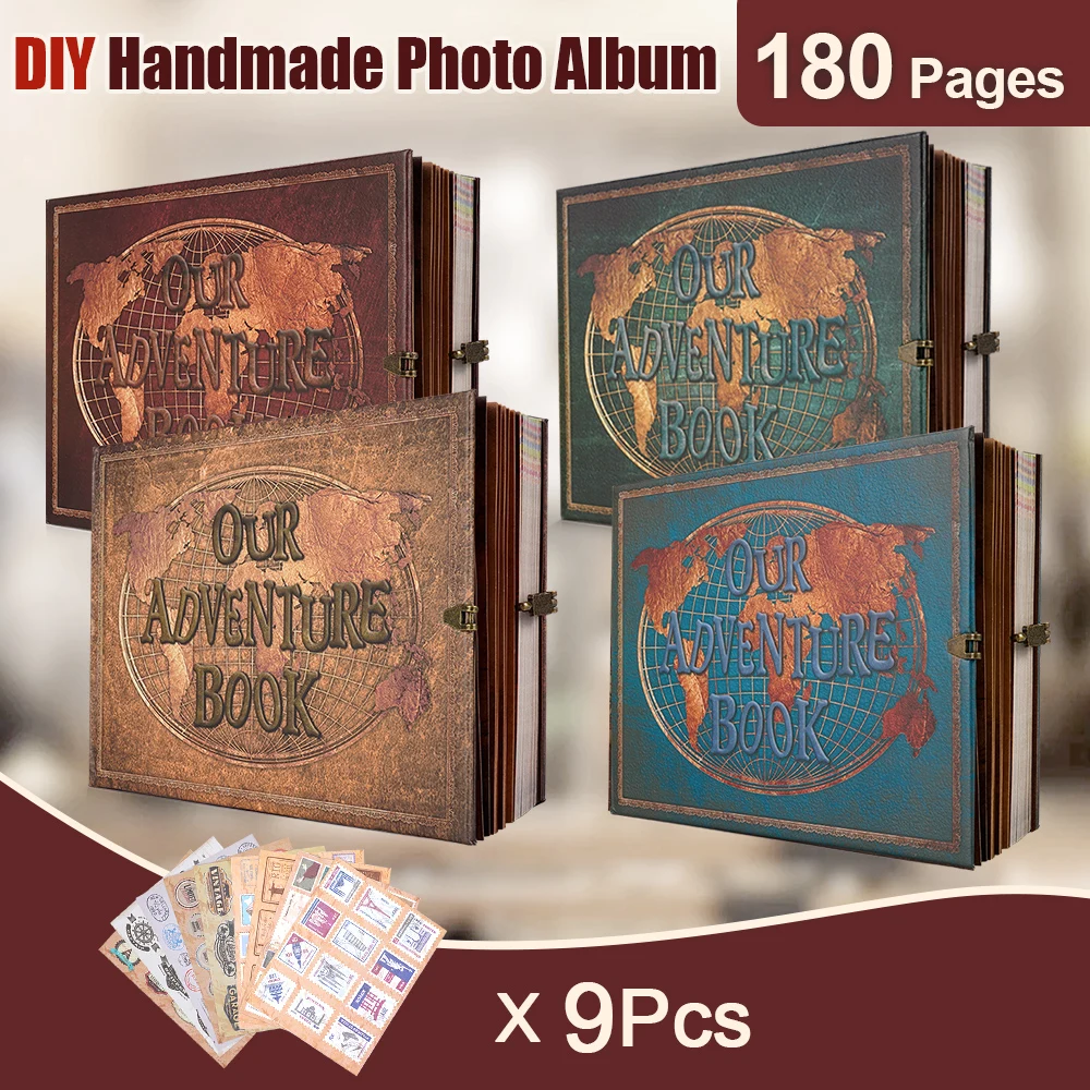 

180 Page DIY Travel Photo Album Our Adventure Book Leather Retro Creative Anniversary Photo Album Wedding Guest Book Memory Gift