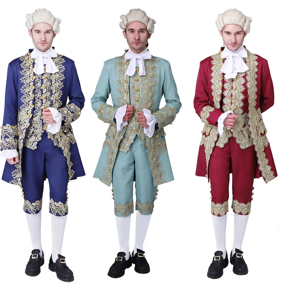 18th Century Men\'s Victorian Costume Regency Tailcoat Jacket Marie Antoinette Costume Suit Halloween Partywear Costume Outfit