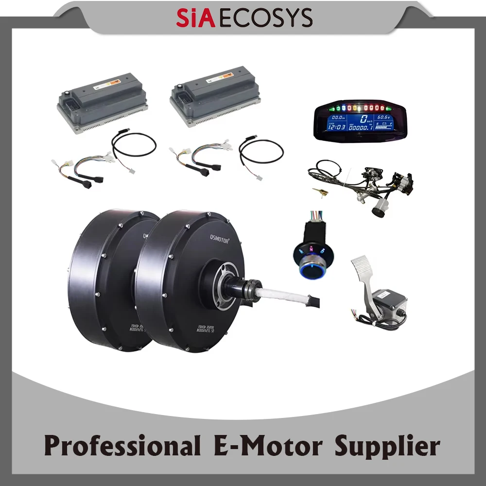 QSMOTOR 12inch 5000W 72V Off-Road 2WD Dual Hub Motor Kit 90km/h with EM200-2SP Controllers for ATV/UTV