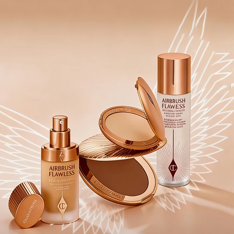 CT Base de Maquillaje Facial en Spray y Polvo Compacto, Base Líquida Suavizante de la Piel, Botella Super Absorbente, Control de Grasa