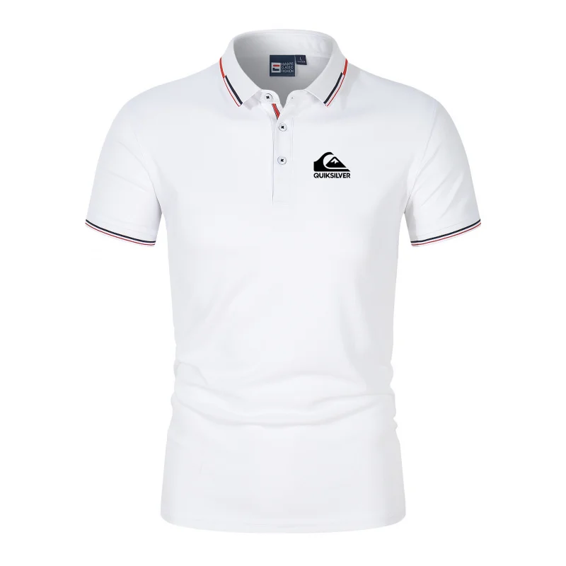 Camisa Polo Masculina Quiksilver de Negócios, Manga Curta, Casual de Verão, Camiseta de Manga Curta para Homens