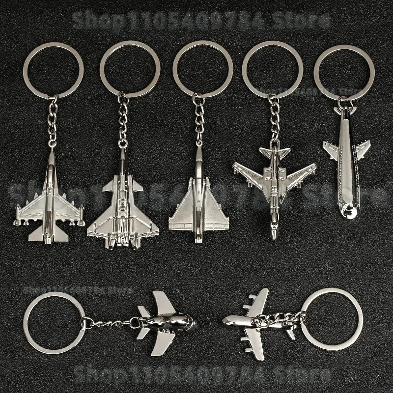 

2026 Metal Airplane Keychains Set 3D Fighter Jet & Commercial Plane Key Rings for Aviation Fans