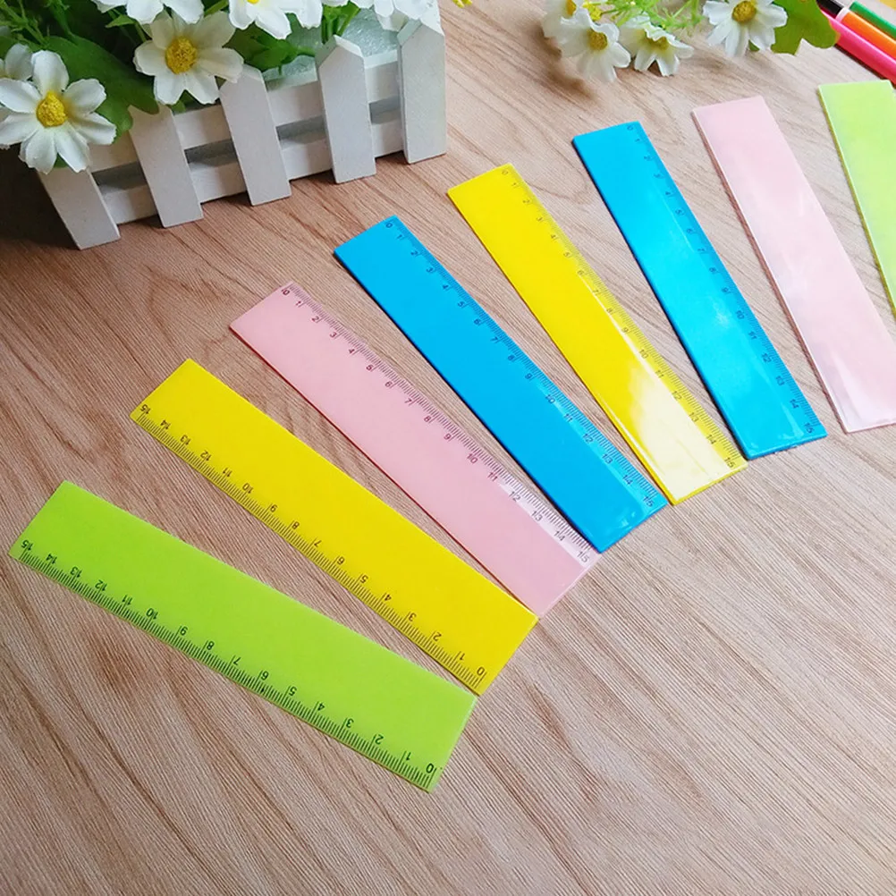 25Pcs Portable Colorful Plastic Rulers Straight Measuring Rulers for Students Drawing Bookmarking Reusable Lightweight Design