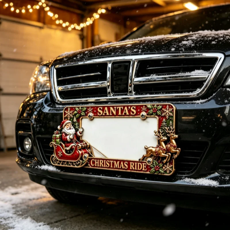 Car Plate Frame Christmas Decorative Auto Tag Accessories Girl License Plate Frame For Festive Holiday Sedan Suv Truck Trailer