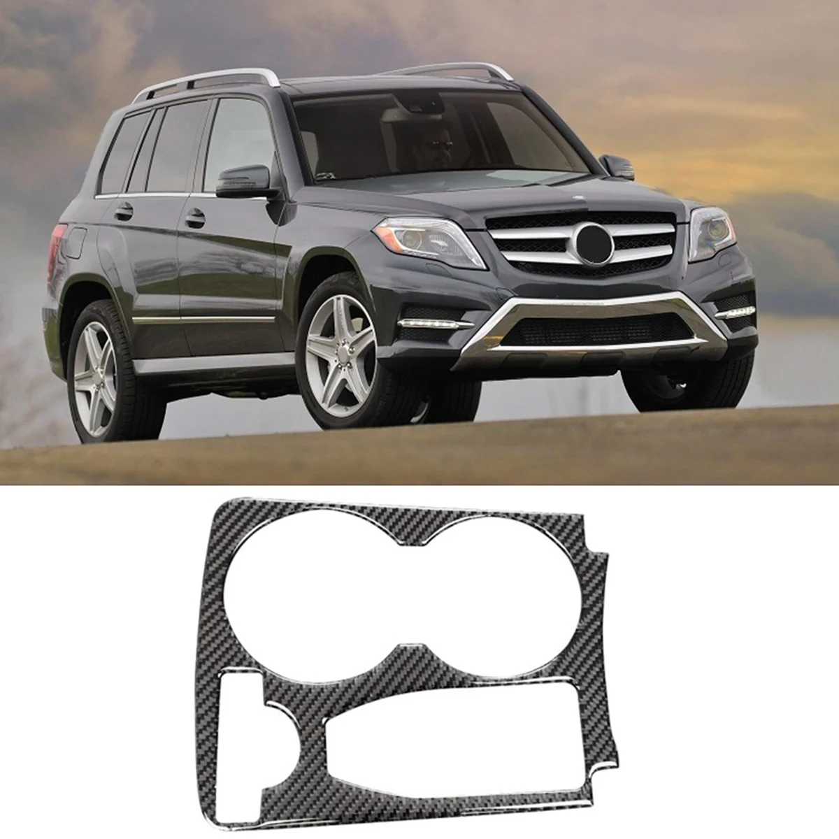 

H5-For Mercedes Benz GLK 300 350 250 2008-2015 Armrest Box Water Cup Holder Panel Carbon Fiber Decoration Sticker Interior