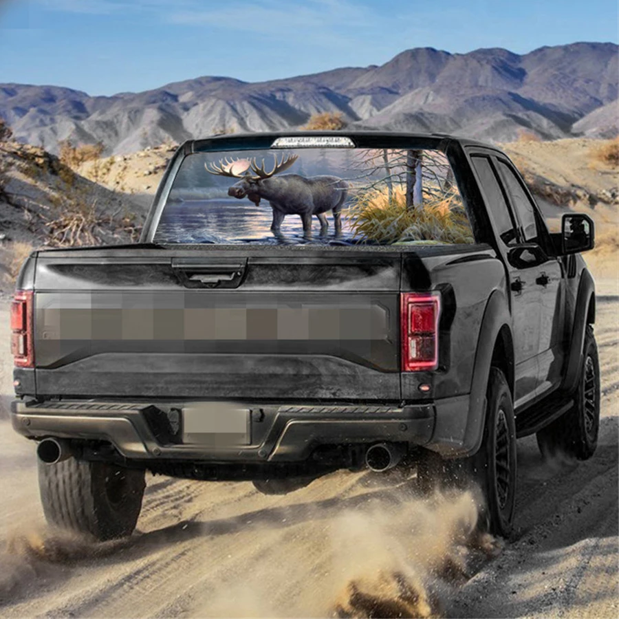 1pcs 22"x65" Rear Window Graphic Decal Forest Animals Moose Rear Window Sticker for Jeep SUV