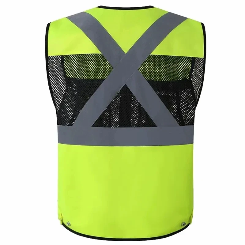 High Visibility Reflective Safety Vest Large Pocket Construction Worker Work Clothes Motorcycle Reflective Cycling Clothes