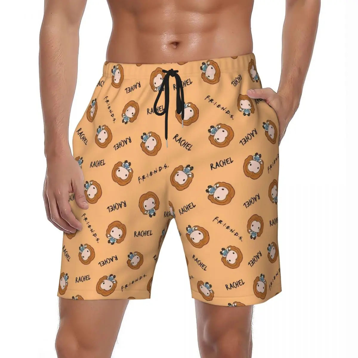 

Комедийные шорты с героями мультфильмов «Друзья», летние американские телевизионные спортивные пляжные шорты для фитнеса, мужские быстросохнущие повседневные плавки