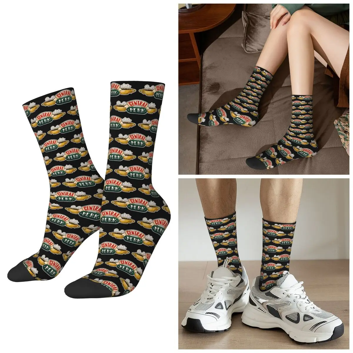 

All Seasons Central Perk Friends TV Show Socks Harajuku Sport Middle Tube Socks Fashion Stockings for Men Women Gifts