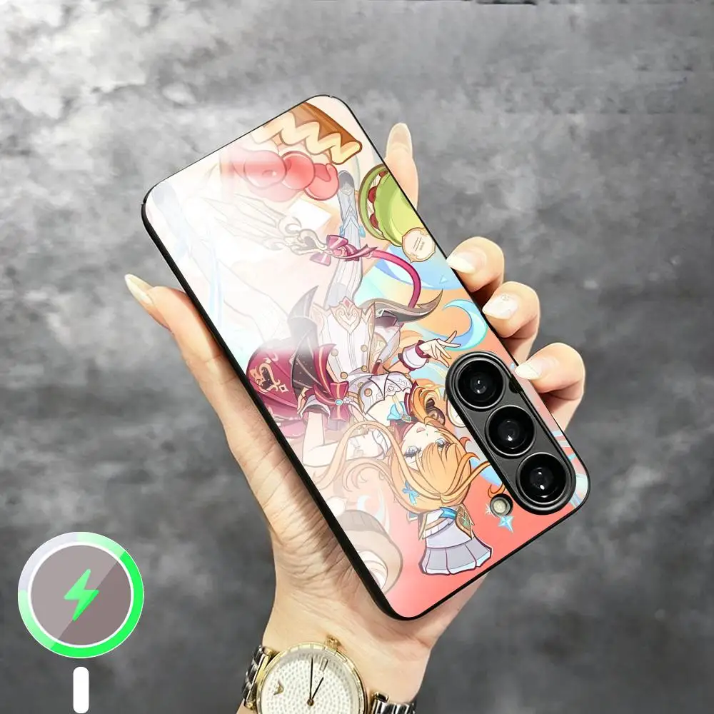 Genshin Impact cute girl anime Escoffier Phone Case For Samsung S26 S25 S24 S23 S22 S21 Plus Ultra Note Glass Magnetic Case